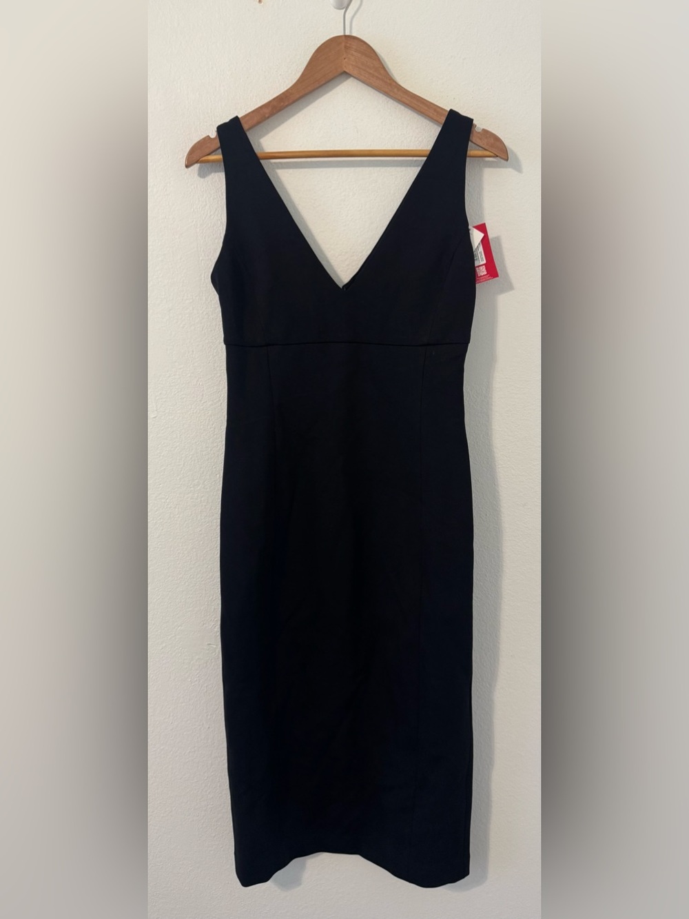 Spanx Black SPANXshape Sleeveless Ponte V-neck Midi Dress Smoothing LBD NWT Sm